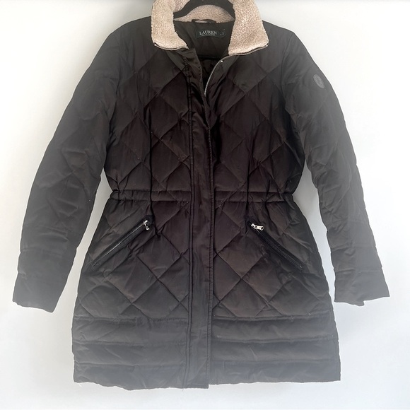 Lauren Ralph Lauren Black Quilted Down Insulated Puffer Coat Size M - No Hood